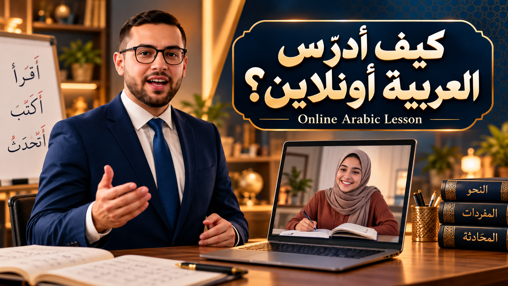Inside an online Arabic teaching lesson